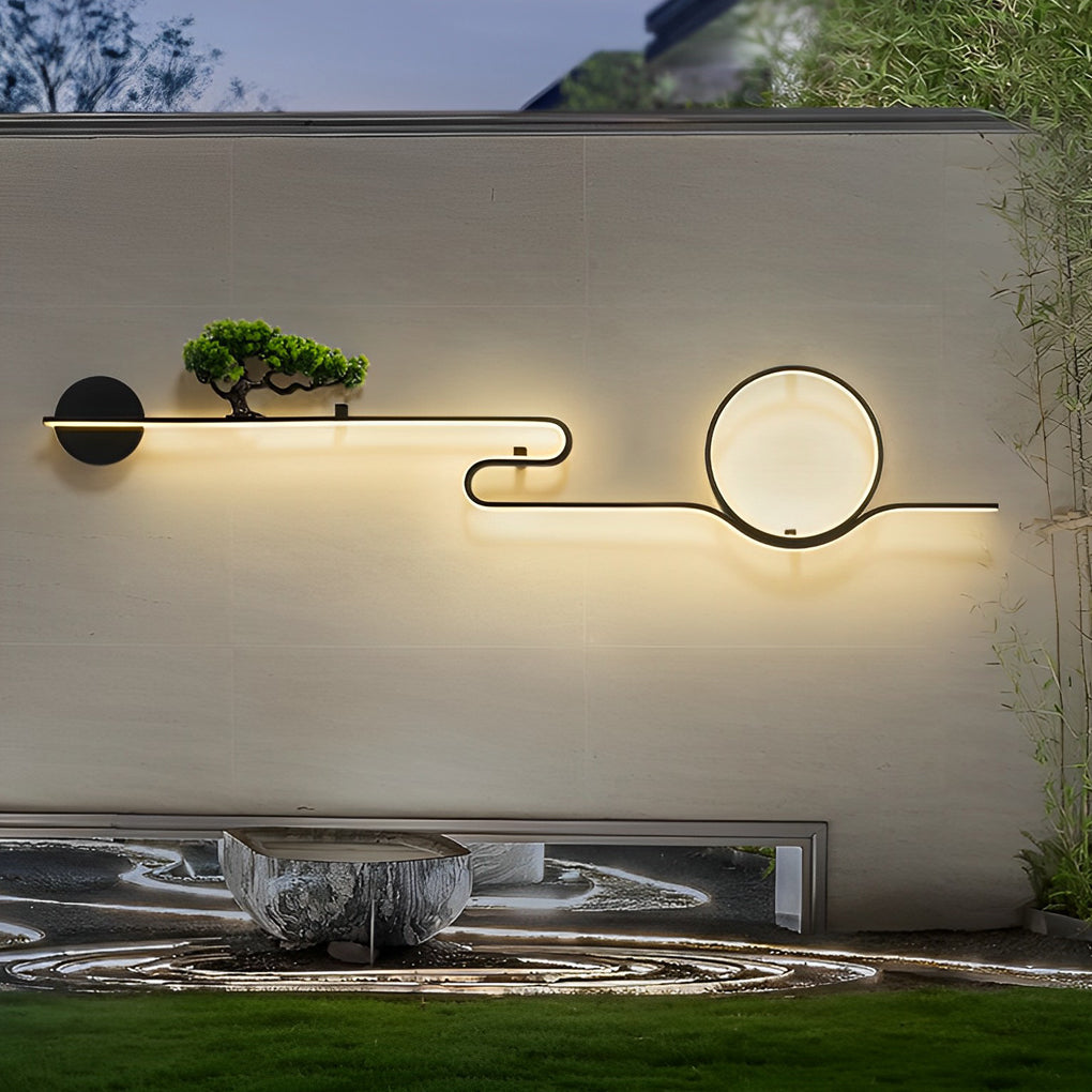 Moon Tree Scenery Waterproof LED Black Retro Outdoor Wall Lights Sconces | Dazuma