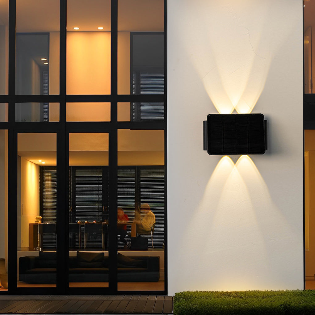 Up and Down Lighting LED Waterproof Black Modern Solar Wall Lights | Dazuma