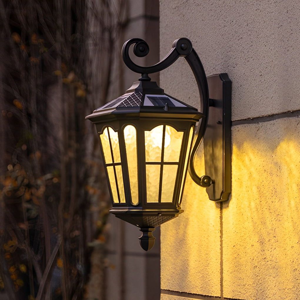 Retro Waterproof LED Aluminum Black Vintage Solar Outdoor Wall Light | Dazuma