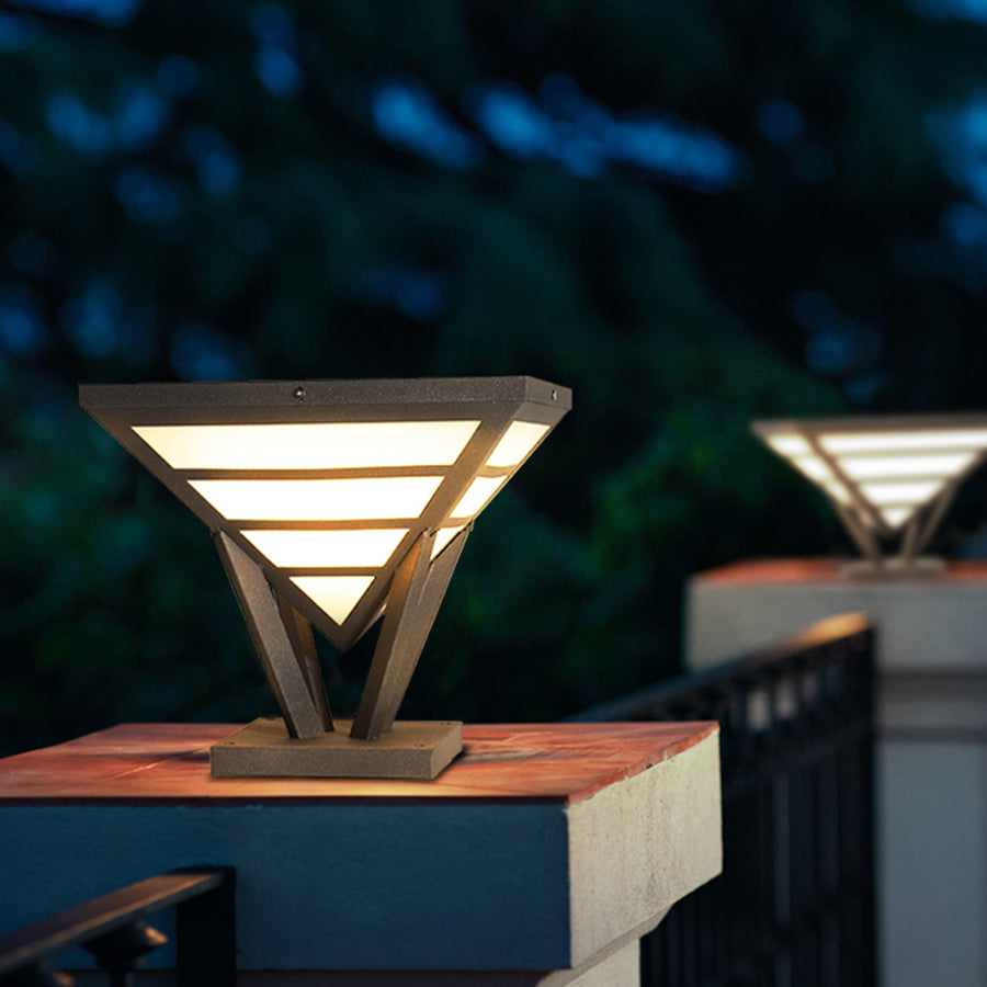 Geometric Aluminum Waterproof LED Black Modern Outdoor Light Pillar Lamp - Dazuma