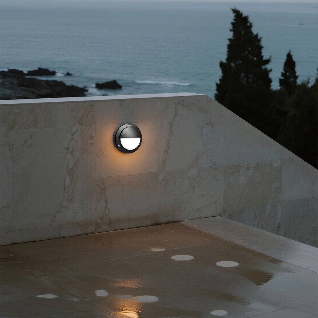 Round Outdoor Wall Sconce Waterproof Minimalist Style