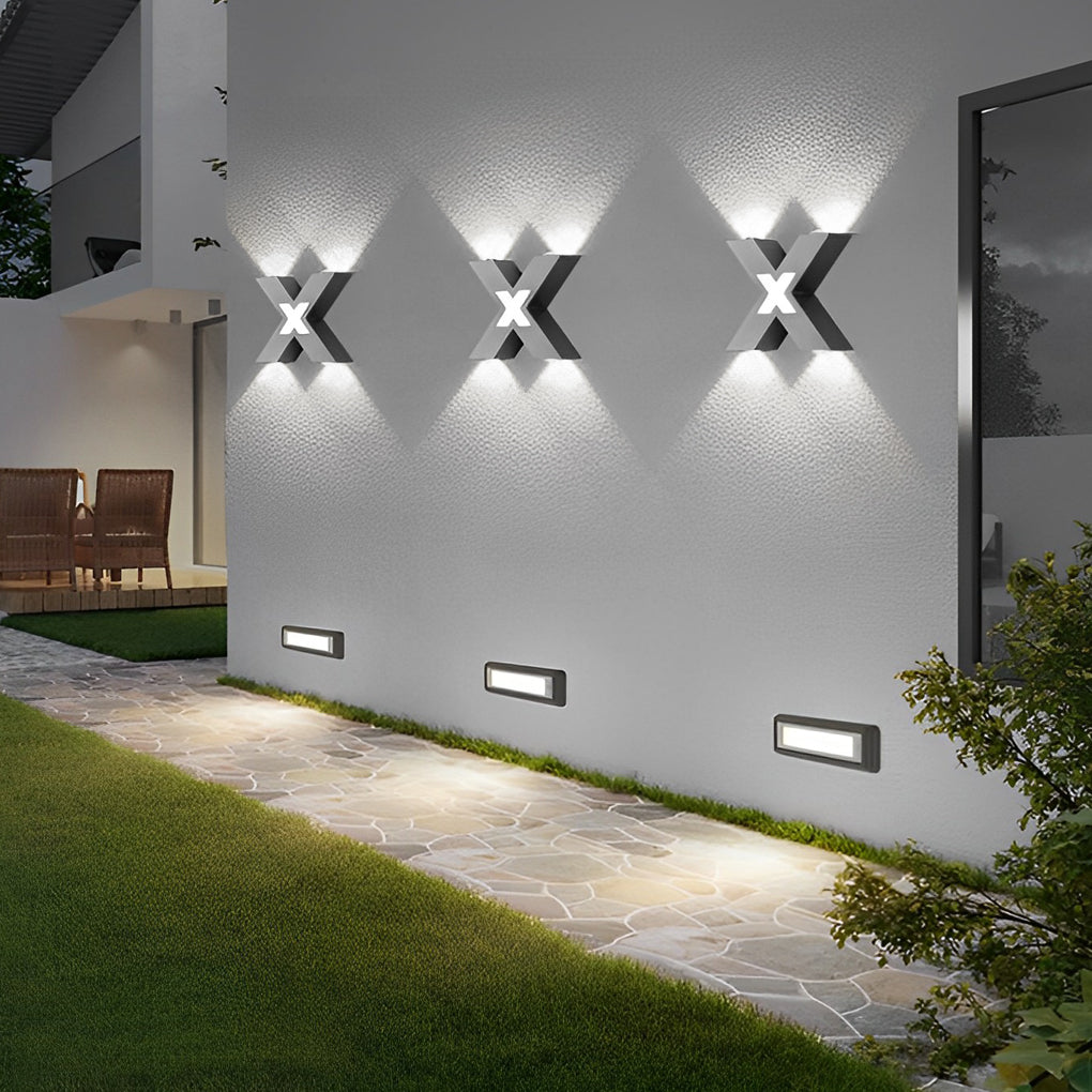 X Shape Creative Waterproof LED Black Modern Outdoor Wall Lamp Exterior Lights | Dazuma