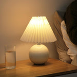 Modern White Globe Ceramic and Pleated Table Lamp - Lamp Outdoor
