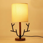 16 inch Vintage Rustic Tree Branch US Plug Table Lamp with Fabric Drum Shade - Lamp Outdoor