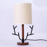 16 inch Vintage Rustic Tree Branch US Plug Table Lamp with Fabric Drum Shade - Lamp Outdoor