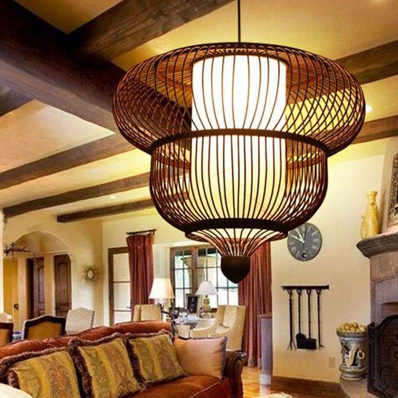 2-Tiers Bubble Dark Brown Moroccan Pendant Light with a Large Central Light - Lamp Outdoor