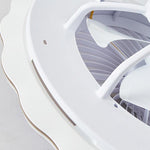 Goldish White Crown-Shaped Modern Bladeless Ceiling Fan with light and Remote - Lamp Outdoor