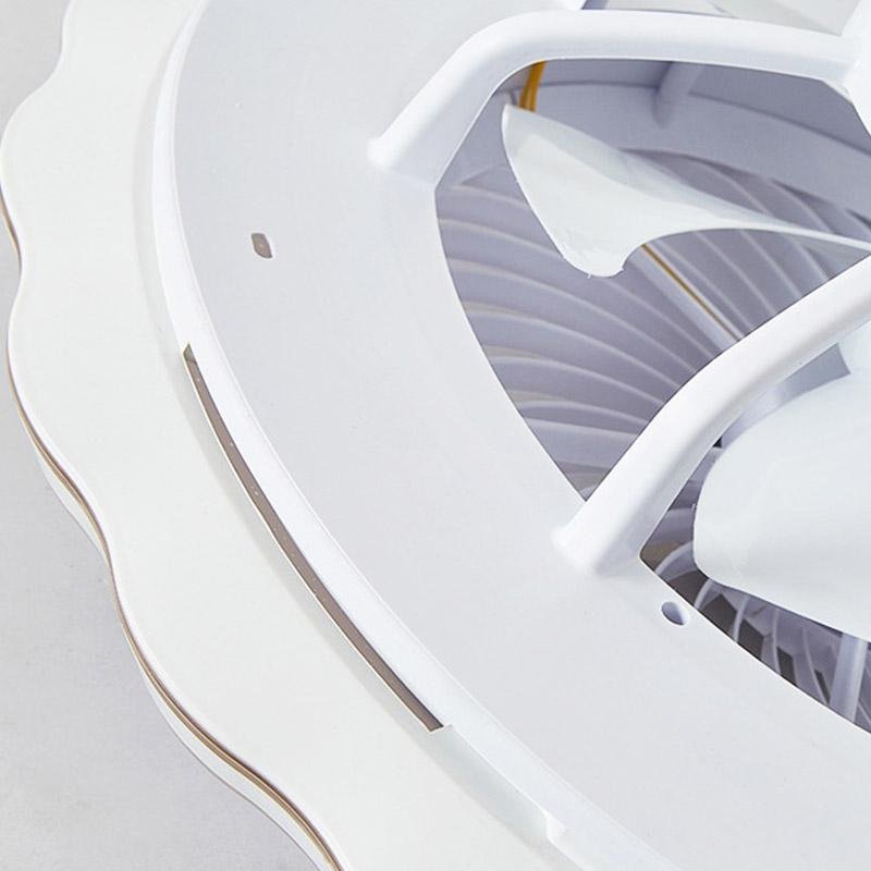 Goldish White Crown-Shaped Modern Bladeless Ceiling Fan with light and Remote - Lamp Outdoor