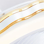 Goldish White Crown-Shaped Modern Bladeless Ceiling Fan with light and Remote - Lamp Outdoor