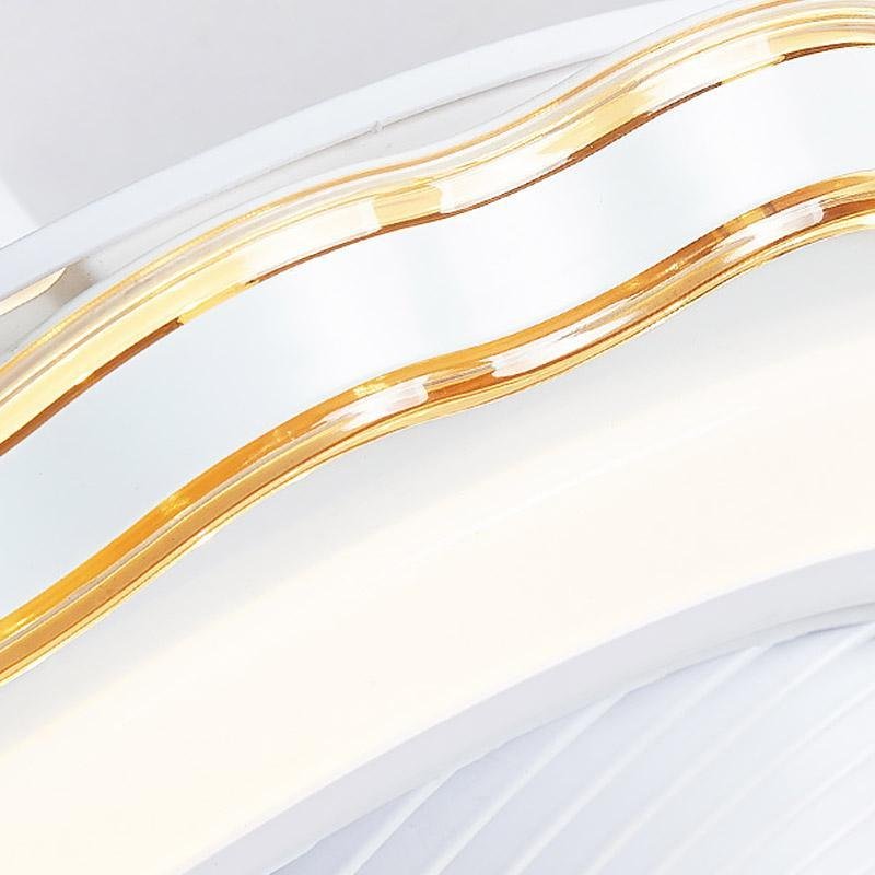 Goldish White Crown-Shaped Modern Bladeless Ceiling Fan with light and Remote - Lamp Outdoor