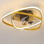 Gold Flush Mount Industrial Ceiling Fans with Remote and LED Lights - Lamp Outdoor