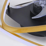 Gold Flush Mount Industrial Ceiling Fans with Remote and LED Lights - Lamp Outdoor