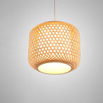 Sleek Modern-Looking Cylindrical Bamboo Pendant Light Entryway Hallway Lighting - Lamp Outdoor