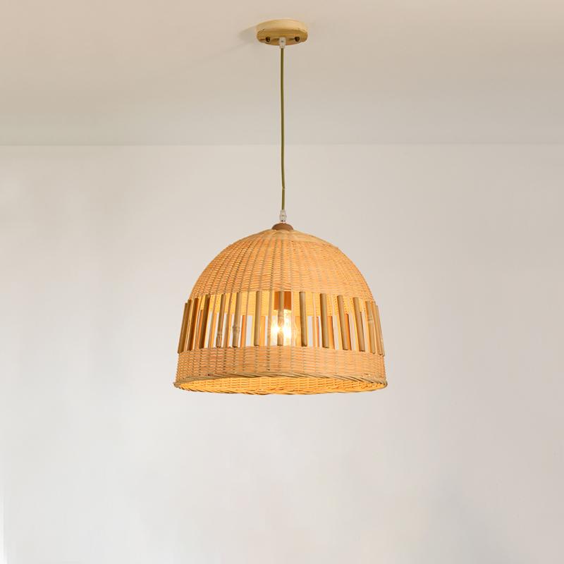Dome Light Pendant Bamboo Pendant Light With a Seethrough Middle Area - Lamp Outdoor