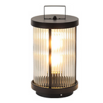 Striped Glass Cylindrical Waterproof Portable Solar Outdoor Lanterns - Dazuma