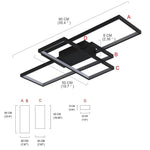 Multi Rectangle Large Flush Mount Ceiling Light with 3 Integrated Tiered Lights - Lamp Outdoor