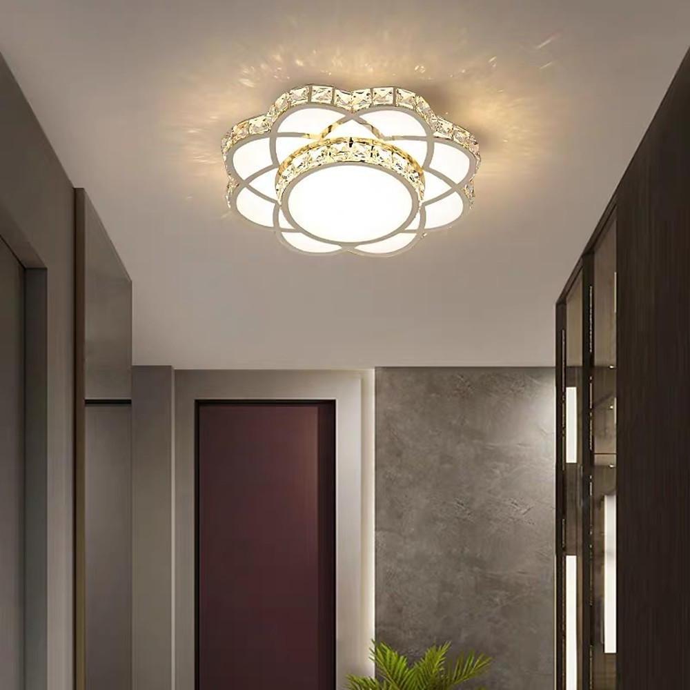 Flower Effect Metal Crystal LED Flush Mount Ceiling Light for Hallway Entryway Lighting - Lamp Outdoor