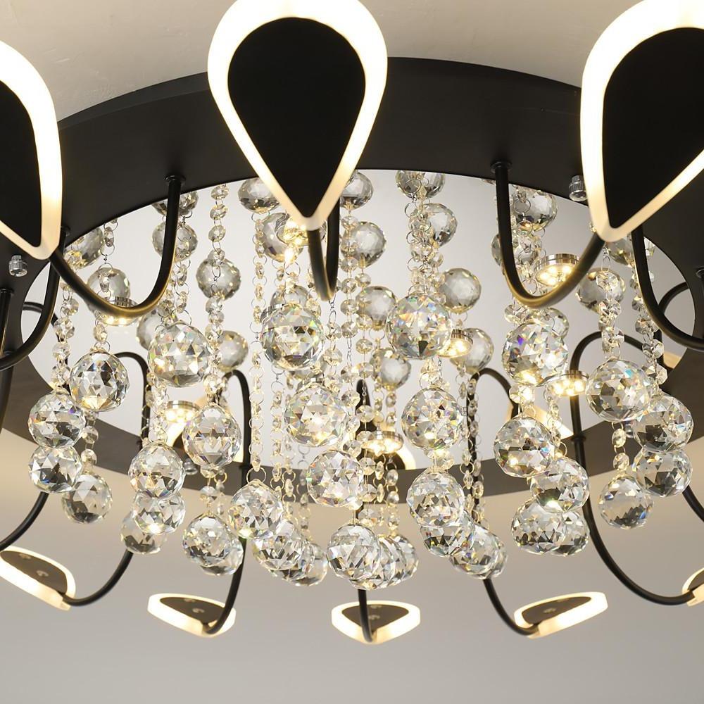 Flower Shaped Dimmable LED Crystal Modern Flush Mount Lighting Ceiling Light - Lamp Outdoor