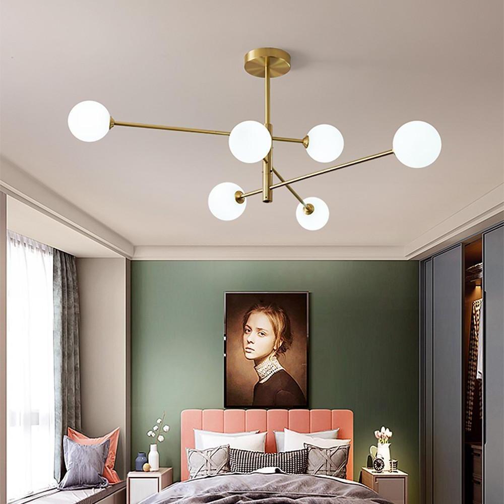 6-light Sputnik LED Electroplated Glass Gold Modern Chandeliers Ceiling Lights - Lamp Outdoor