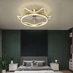 Crown Shaped Bedroom Ceiling Fans with LED lights Gold Bladeless Ceiling Fan Light - Lamp Outdoor