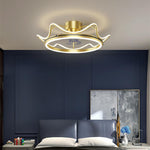 Crown Shaped Bedroom Ceiling Fans with LED lights Gold Bladeless Ceiling Fan Light - Lamp Outdoor