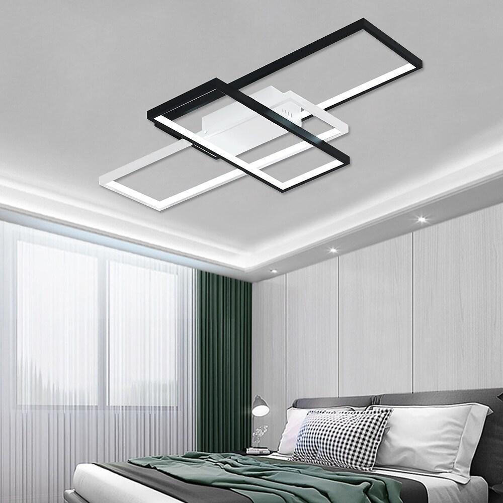 Multi Rectangle Large Flush Mount Ceiling Light with 3 Integrated Tiered Lights - Lamp Outdoor