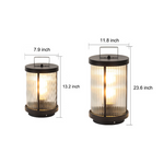 Striped Glass Cylindrical Waterproof Portable Solar Outdoor Lanterns - Dazuma