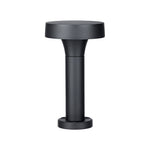 Modern black bollard light with wide flat cap design and sturdy cylindrical post