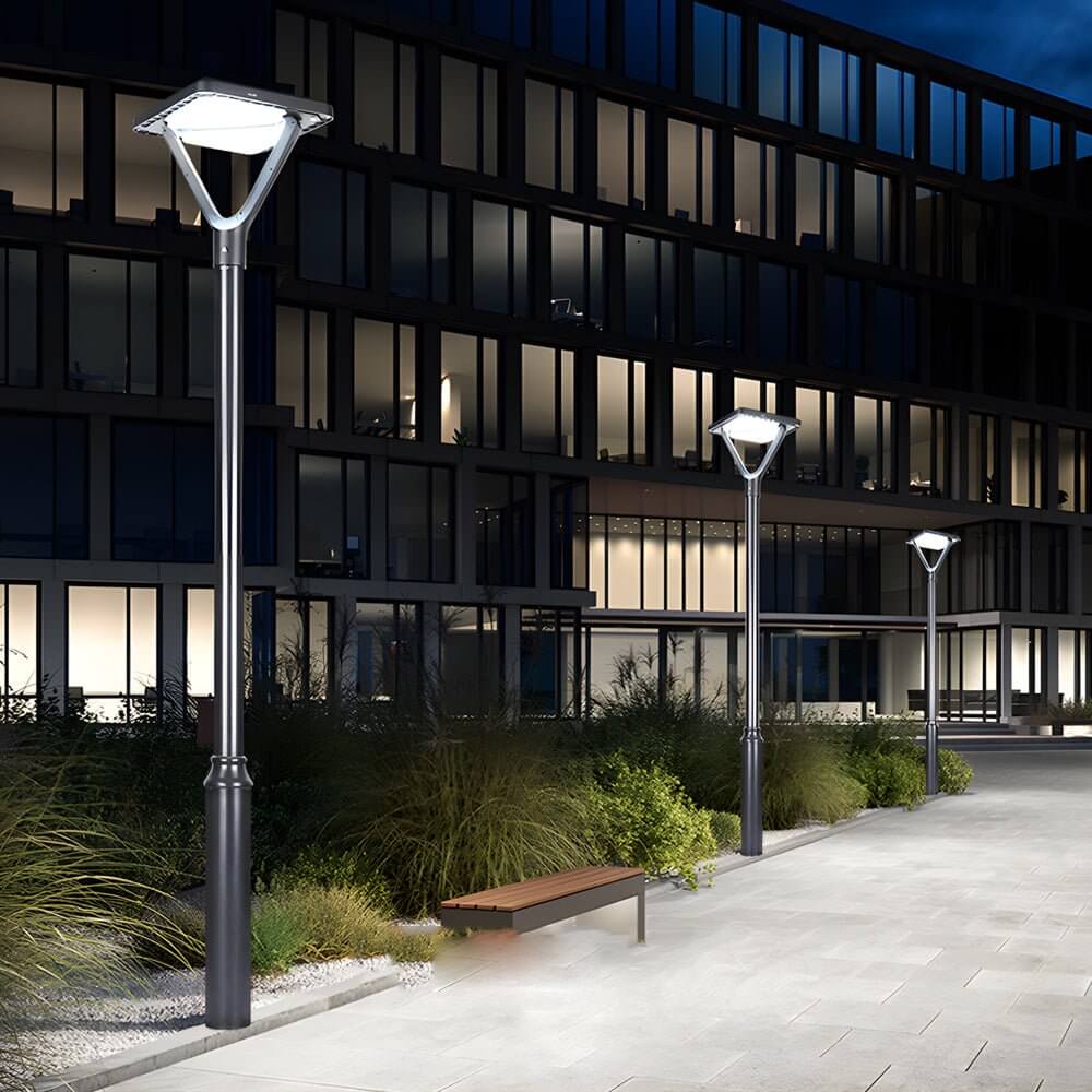 Black LED Solar Lamp Post and Pole Street Lights - Lamp Outdoor