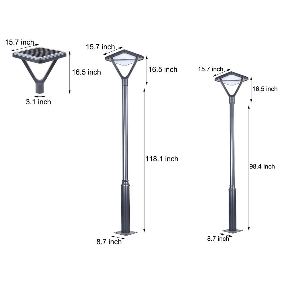 Black LED Solar Lamp Post and Pole Street Lights - Lamp Outdoor