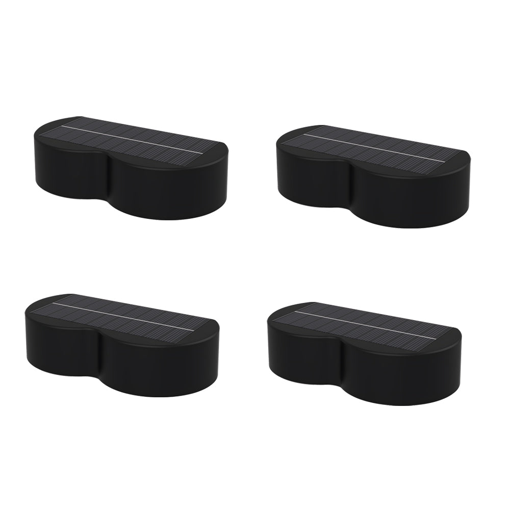 Four black rectangular LED wall lights with textured surface design displayed against white background