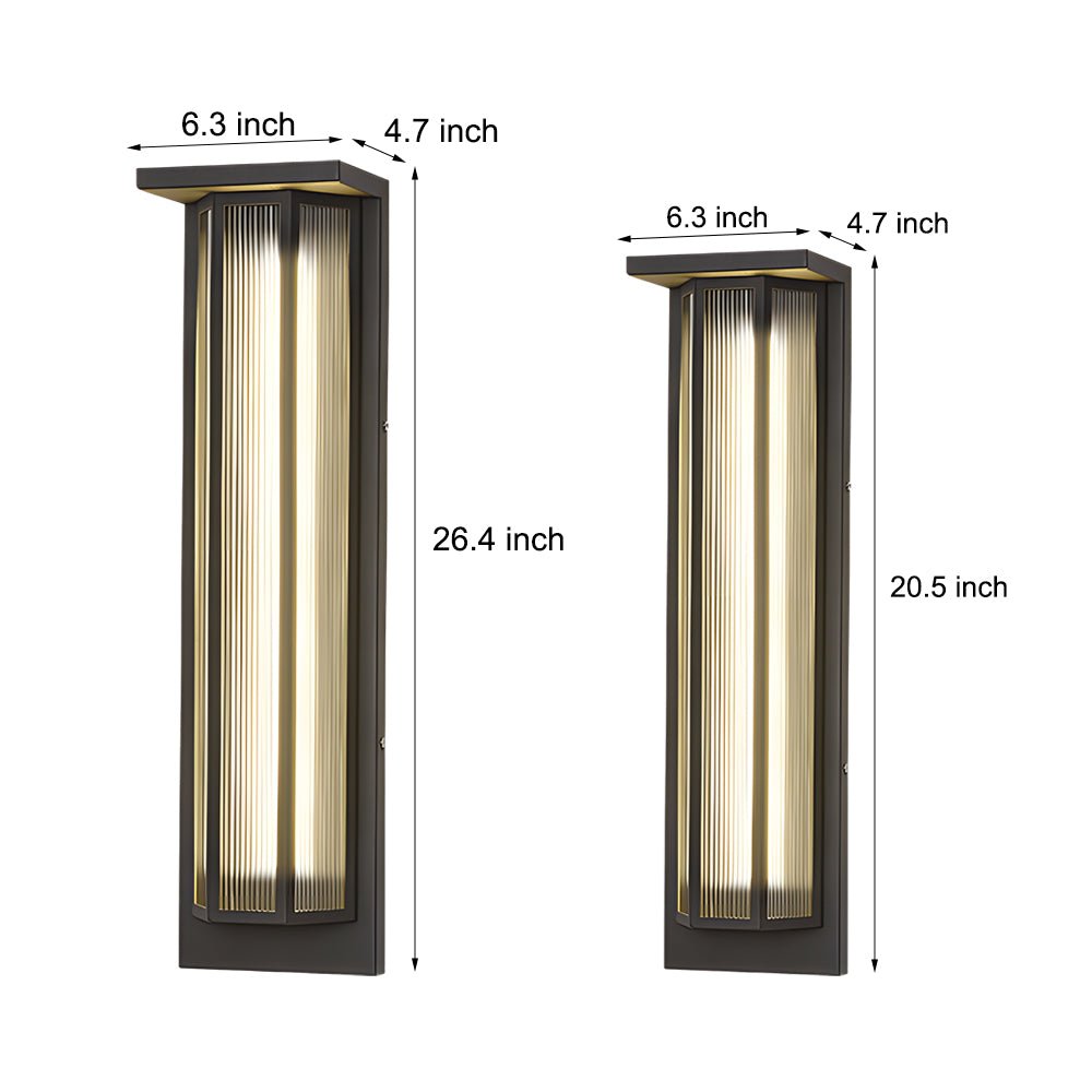 Black Rectangular Transparent Acrylic LED Outdoor Wall Lights - Lamp Outdoor