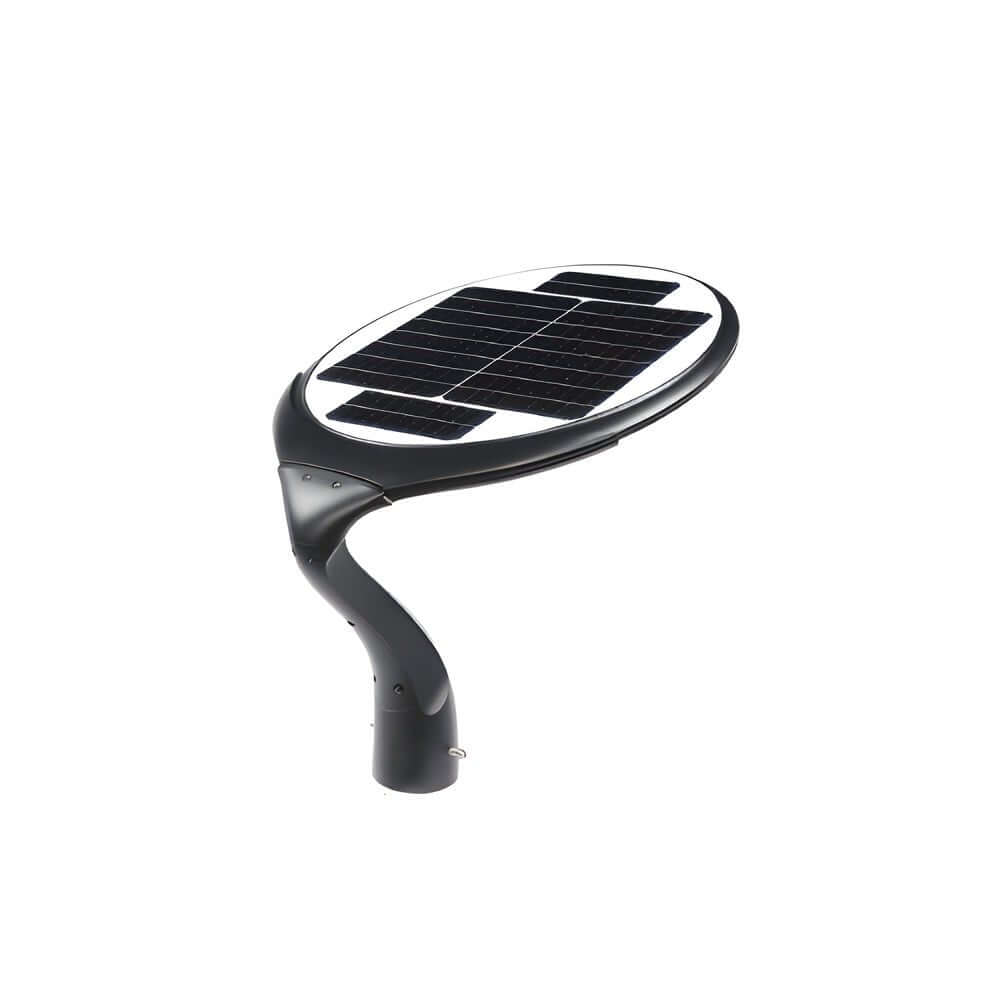 Black Round Modern Outdoor LED Solar Post Street Light - Lamp Outdoor