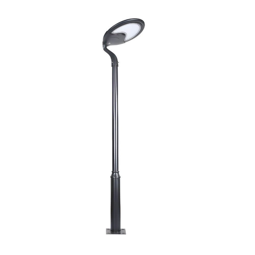 Black Round Modern Outdoor LED Solar Post Street Light - Lamp Outdoor
