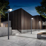 Black Round Modern Outdoor LED Solar Post Street Light - Lamp Outdoor