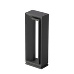 Modern black rectangular bollard light fixture with vertical LED strip design