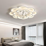 Modern Floral Acrylic LED Flush Mount Ceiling Light with Elegant Crystal Teardrops - Lamp Outdoor