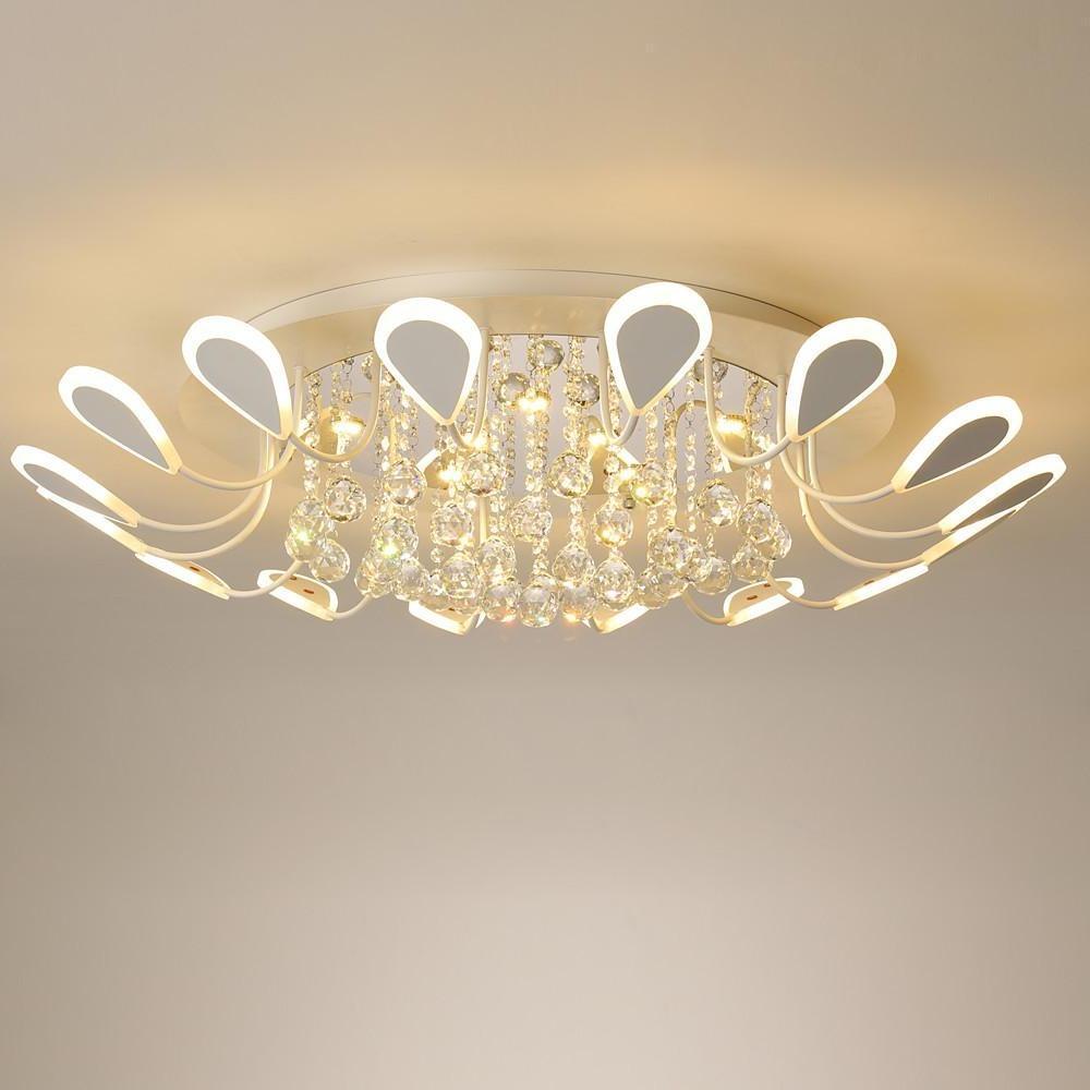 Flower Shaped Dimmable LED Crystal Modern Flush Mount Lighting Ceiling Light - Lamp Outdoor