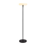 Black floor lamp with cream shade