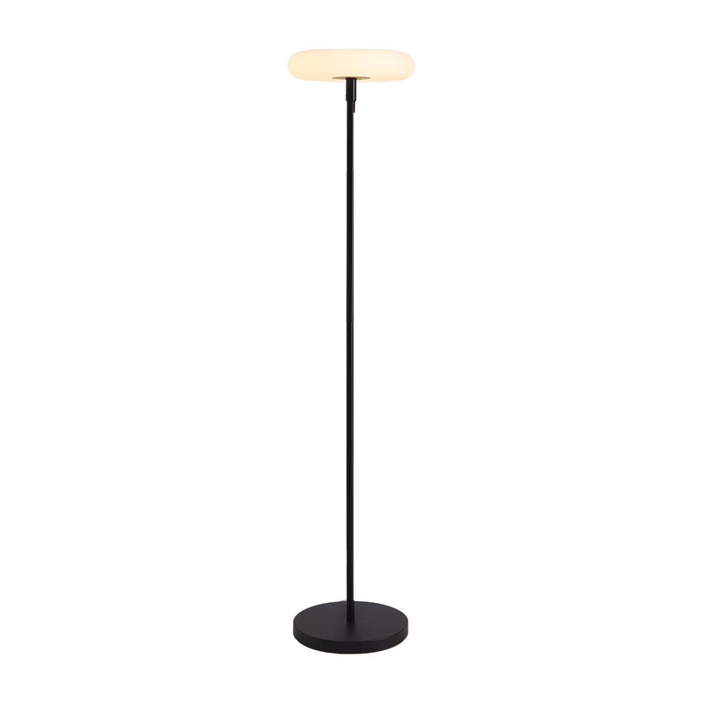 Black floor lamp with cream shade
