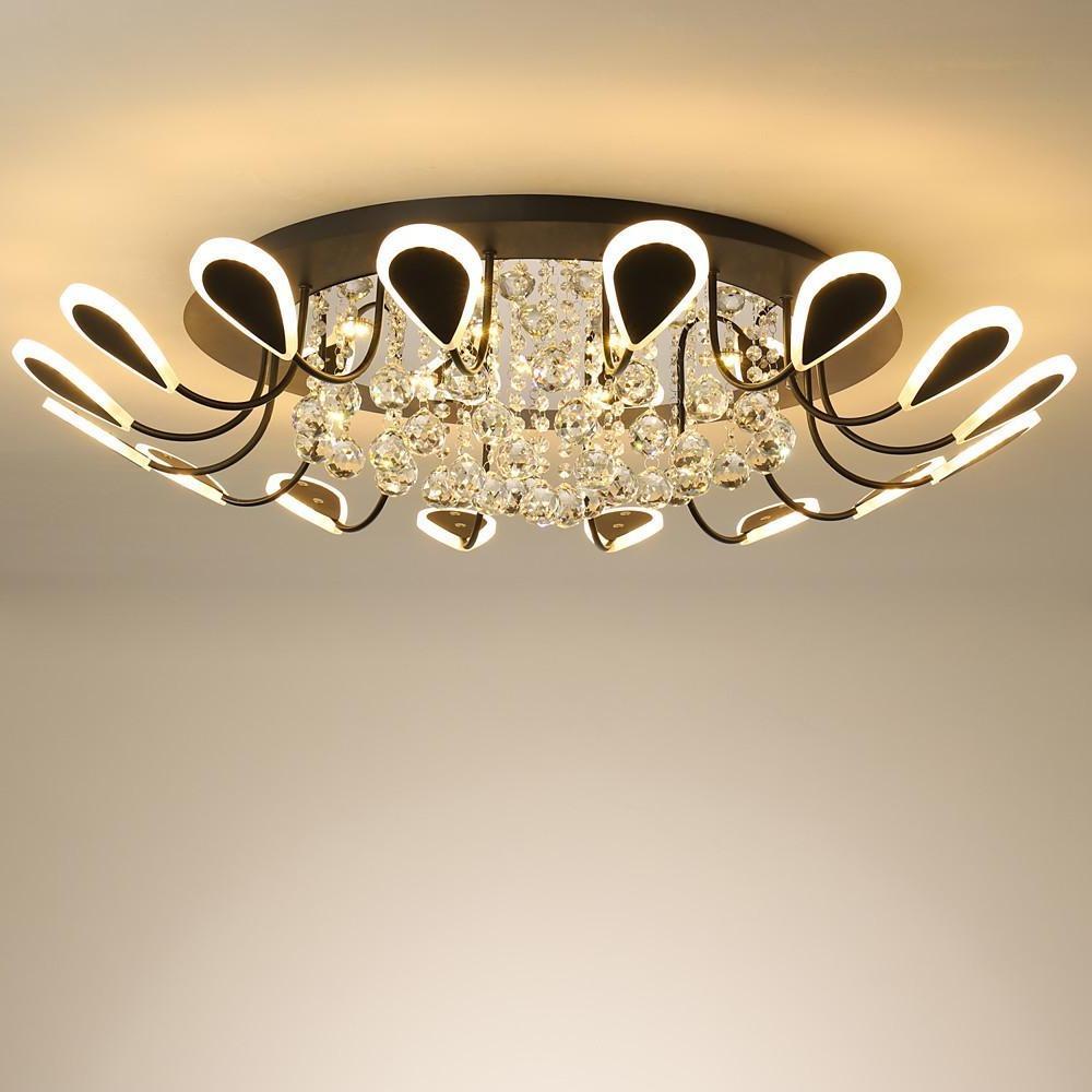Flower Shaped Dimmable LED Crystal Modern Flush Mount Lighting Ceiling Light - Lamp Outdoor