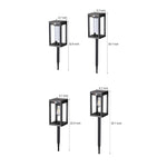 Technical specification chart showing dimensions and measurements for various garden stake light models