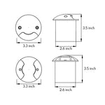 Technical specifications and dimensional drawings for circular outdoor lighting fixture with measurements