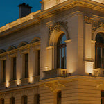 Classical outdoor lighting LED spotlights providing elegant illumination for historic building columns