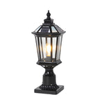 Matching pair of classical pillar lights in bronze and black finishes showcasing traditional craftsmanship