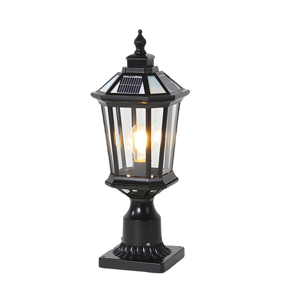 Matching pair of classical pillar lights in bronze and black finishes showcasing traditional craftsmanship
