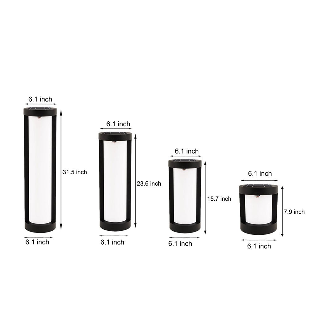 Black Cylindrical LED Pathway Bollard Lights Solar and Wired Outdoor Lighting Solutions - Lamp Outdoor