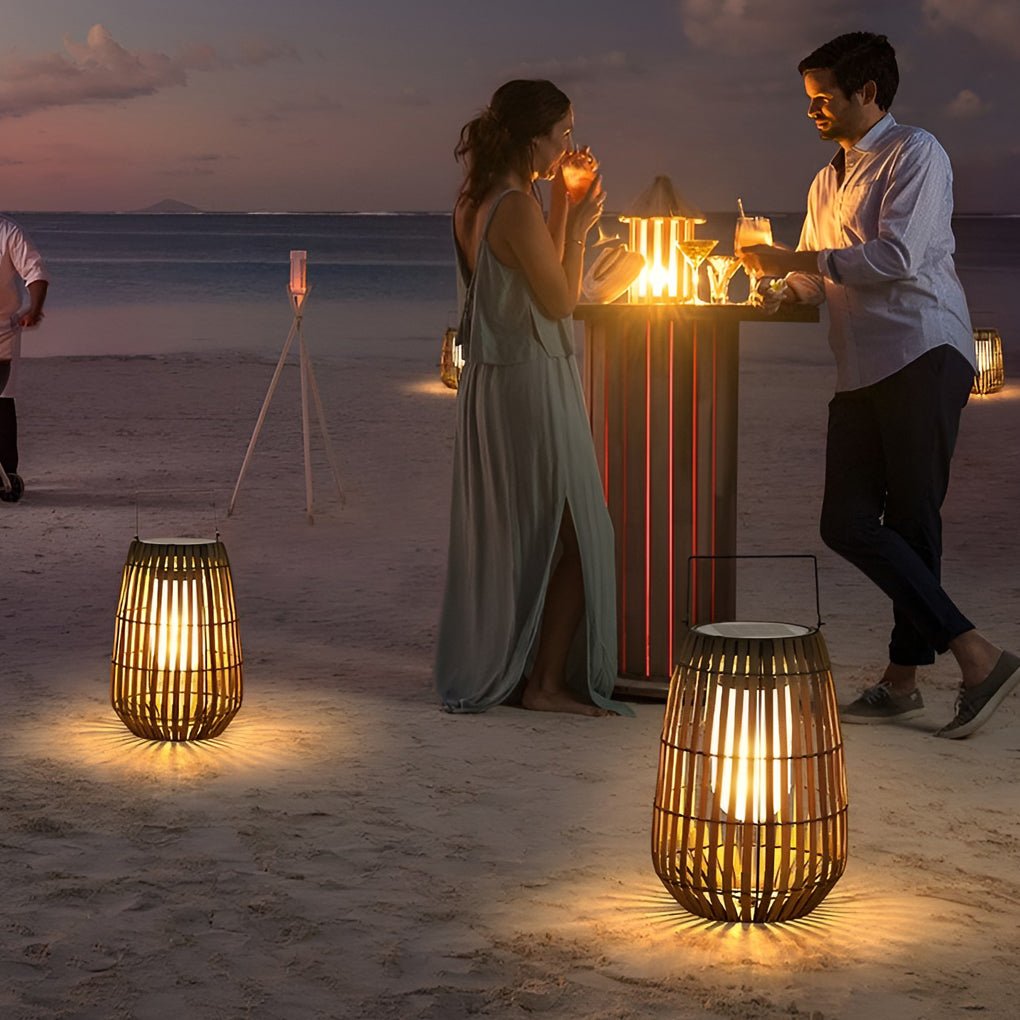 Rattan Portable Lantern Shaped LED Waterproof Solar Outdoor Lights - Lamp Outdoor