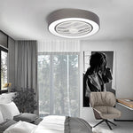 Compact Round Iron Modernized Flush Mount Bladeless Ceiling Fan With LED Lights - Lamp Outdoor