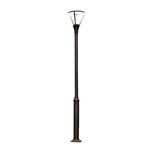 Contemporary black street lamp with geometric triangular top and sleek modern pole design